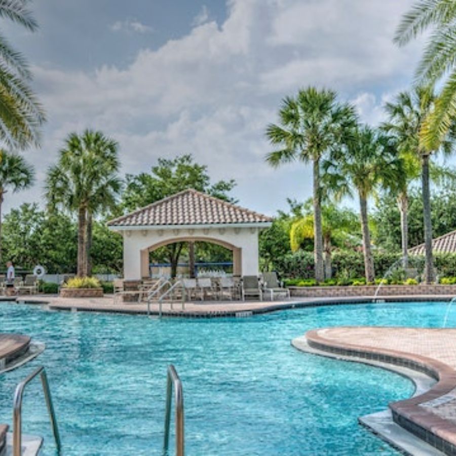 a well located pool for natural heating